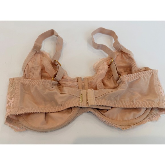 Chantelle 36DDD Full Support Lace Trim Balconette Bra Nude Adjustable Straps - Picture 2 of 5